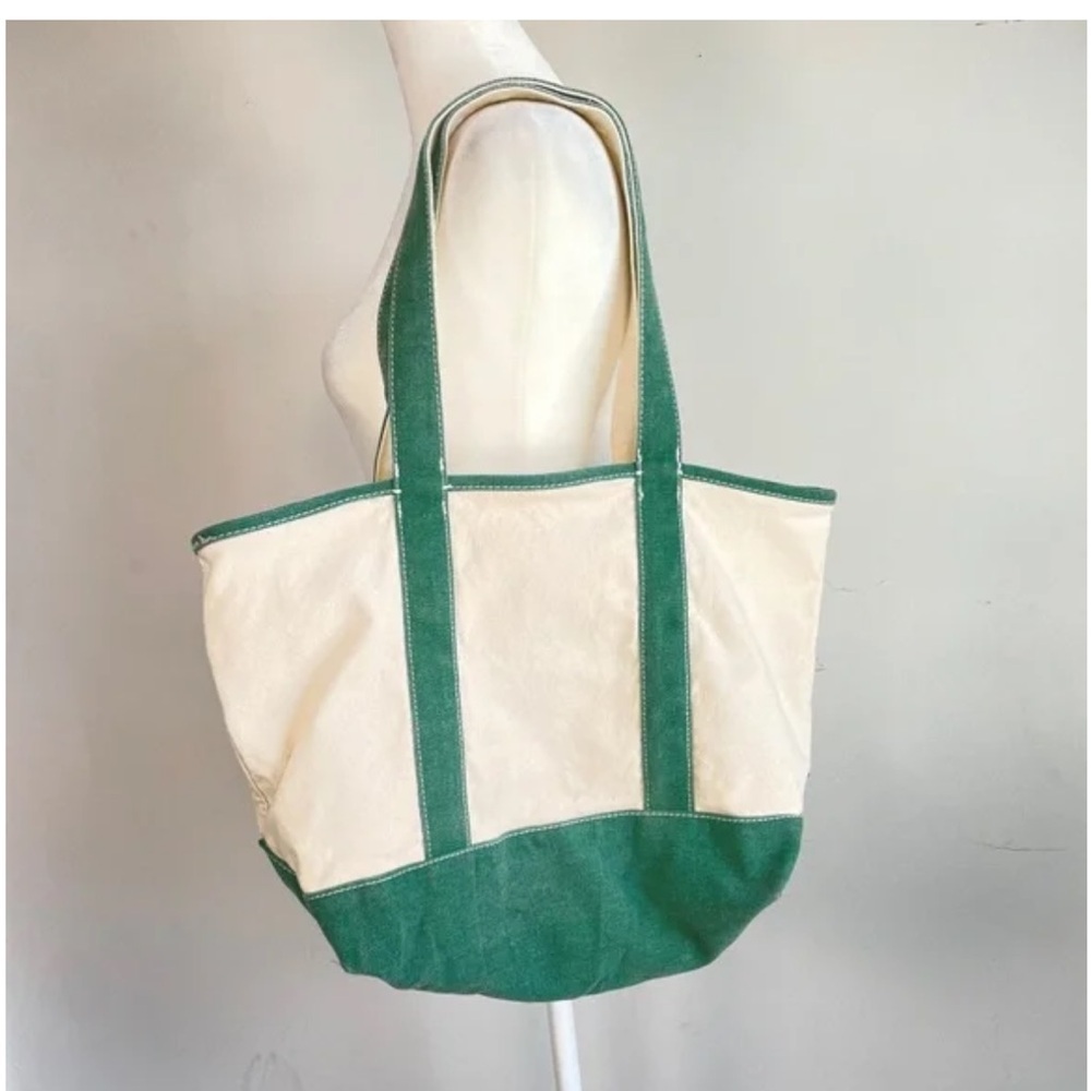 Universal Thread Embroidered Floral Canvas Tote Bag Green Straps - Picture 4 of 4